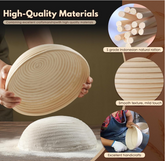 Natural rattan banneton basket made from S-grade Indonesian rattan, bleach-free and eco-friendly